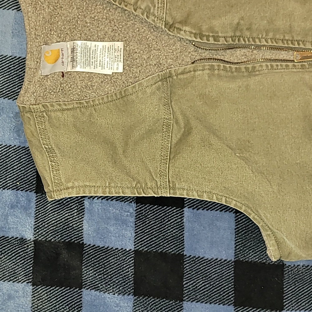Vintage. Carhartt. USA Components. Zip Vest. Fleece-lined. Men's size LT - Picture 5 of 16